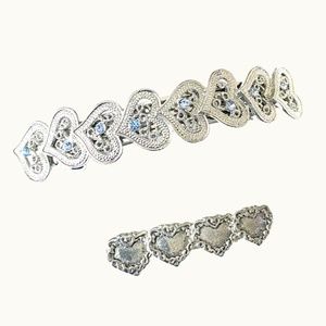 Silver Tone Heart Barrettes